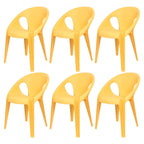 Stackable modern arm chair with open back made of plastic and acrylic for dining