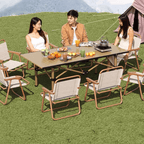 Foldable outdoor dining set with chairs and table, ideal for camping and backyard BBQs