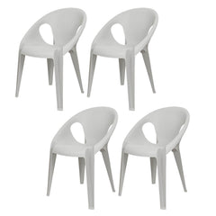 Stackable Modern Arm Chair with Open Back in Plastic & Acrylic Dining Chairs