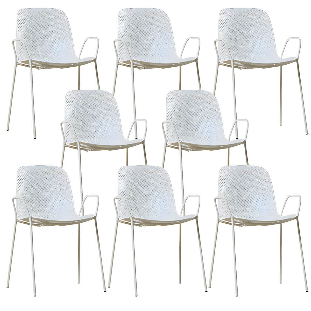 Scandinavian stackable kitchen chair with plastic and acrylic seat and metal legs