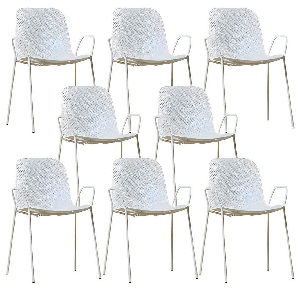 Scandinavian stackable kitchen chair with plastic and acrylic seat and metal legs