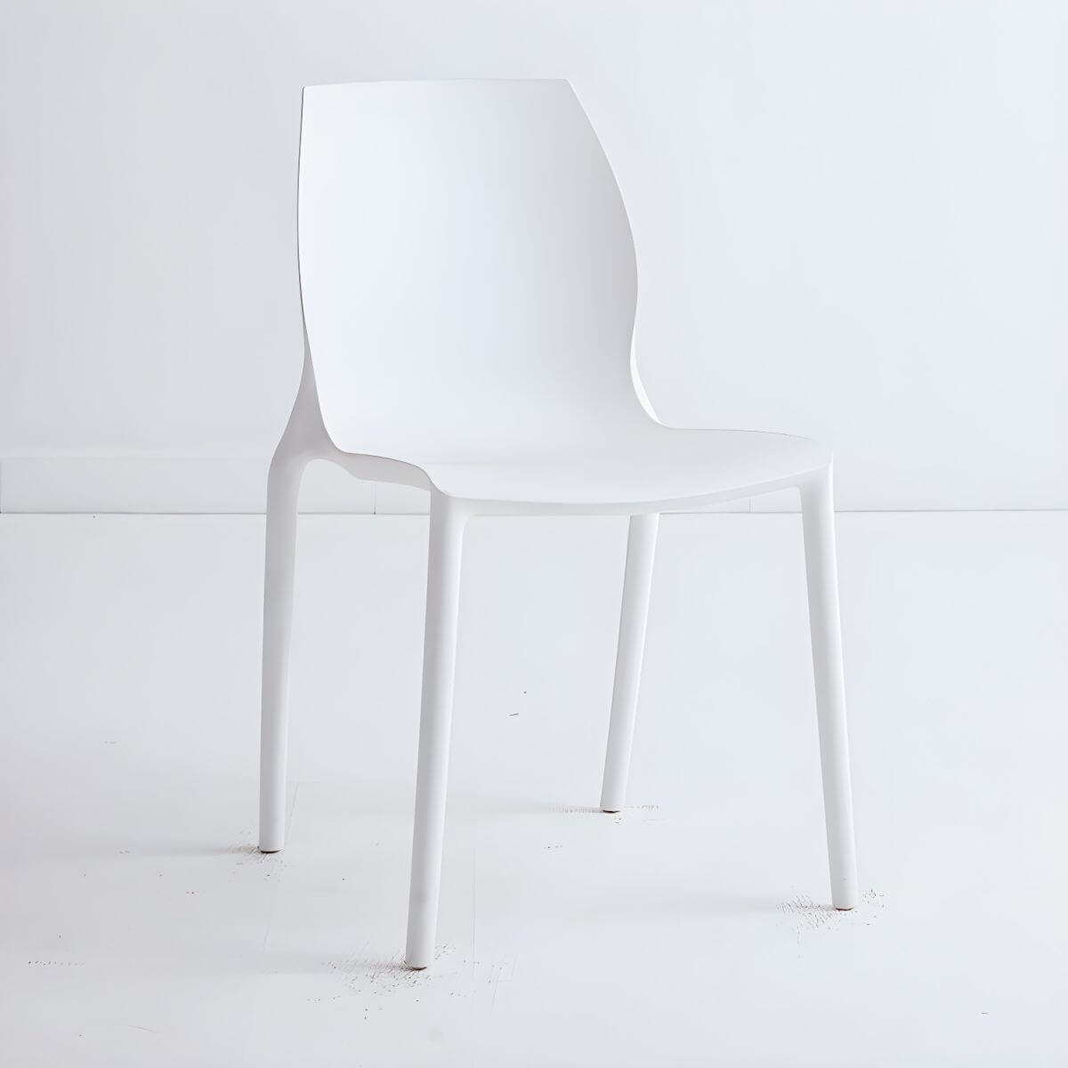 Stackable modern Scandinavian plastic and acrylic chair for kitchen and dining use