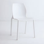 Stackable modern Scandinavian plastic and acrylic chair for kitchen and dining use