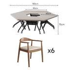 Solid wood multifunctional meeting table with geometric design and movable wheels
