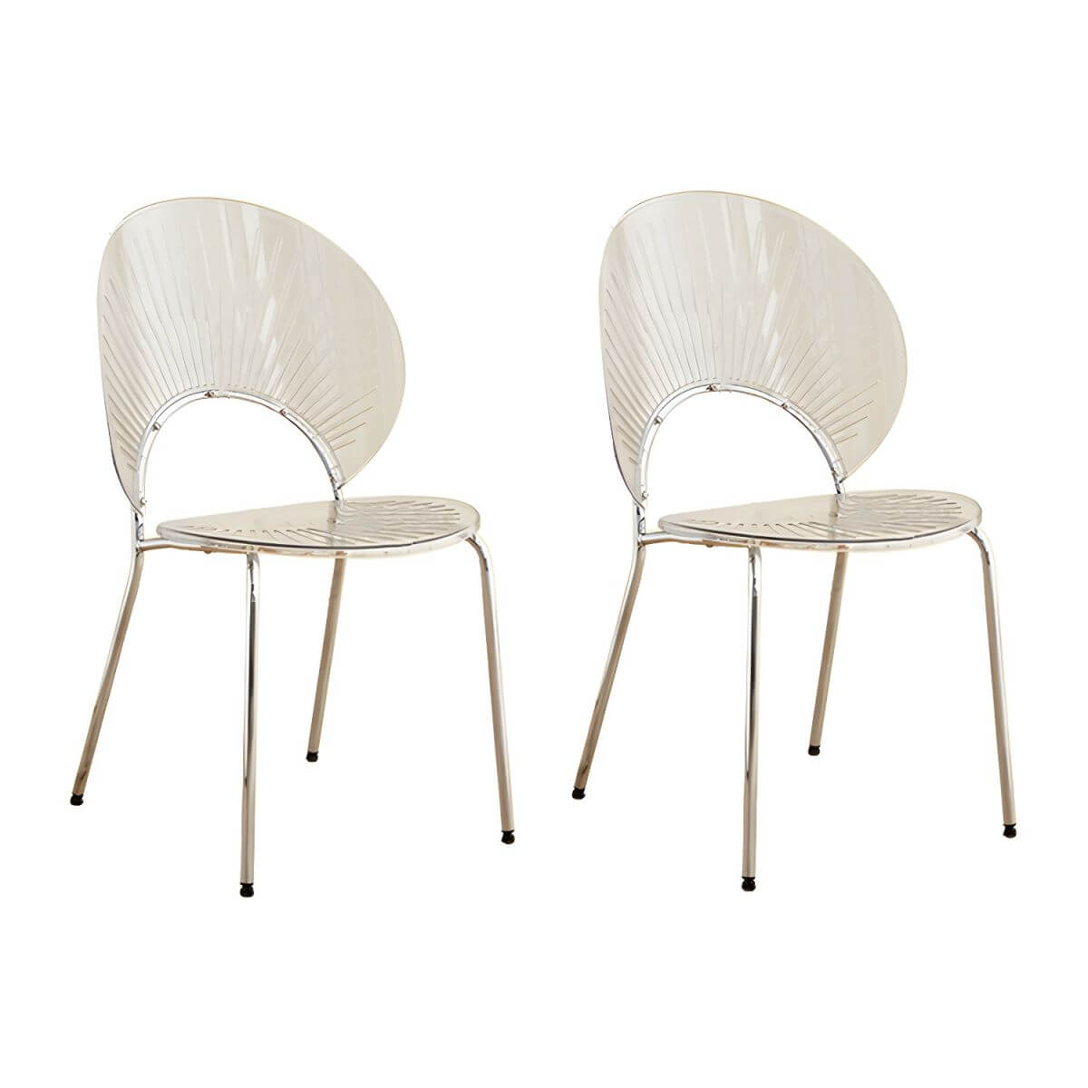 Scandinavian style stackable armless side chair made of plastic and acrylic for dining