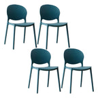 Scandinavian plastic dining chair with open back and four legs, ideal for home use