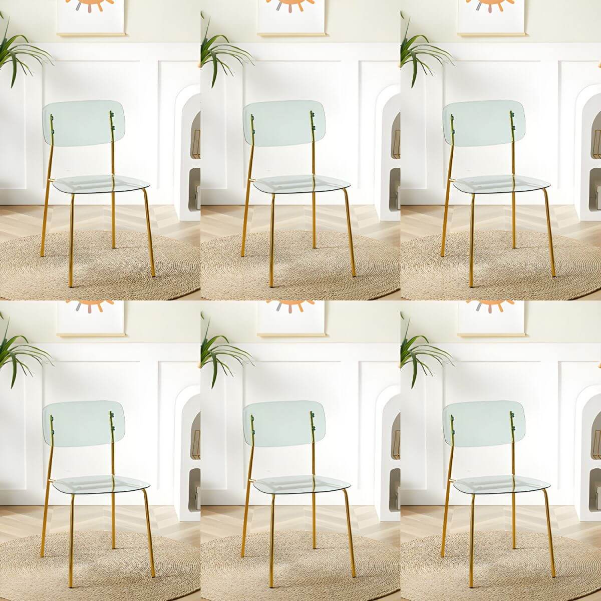 Transparent acrylic dining chair with modern design, perfect for living room and kitchen seating