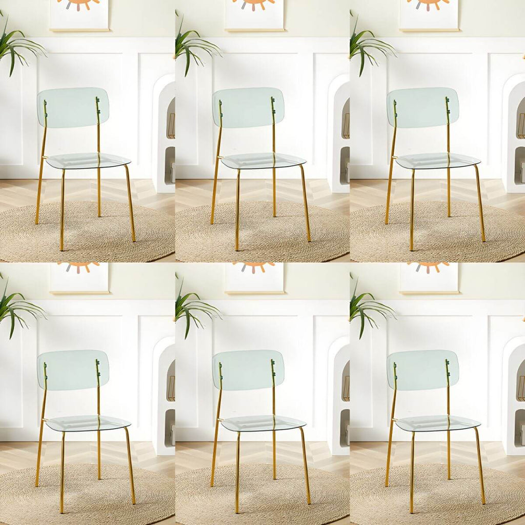 Transparent acrylic dining chair with modern design, perfect for living room and kitchen seating