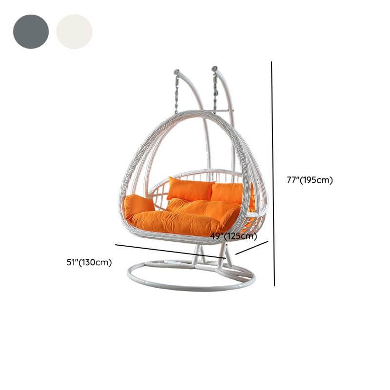 Aluminum porch swing with stand, includes cushions and chain for comfortable outdoor seating