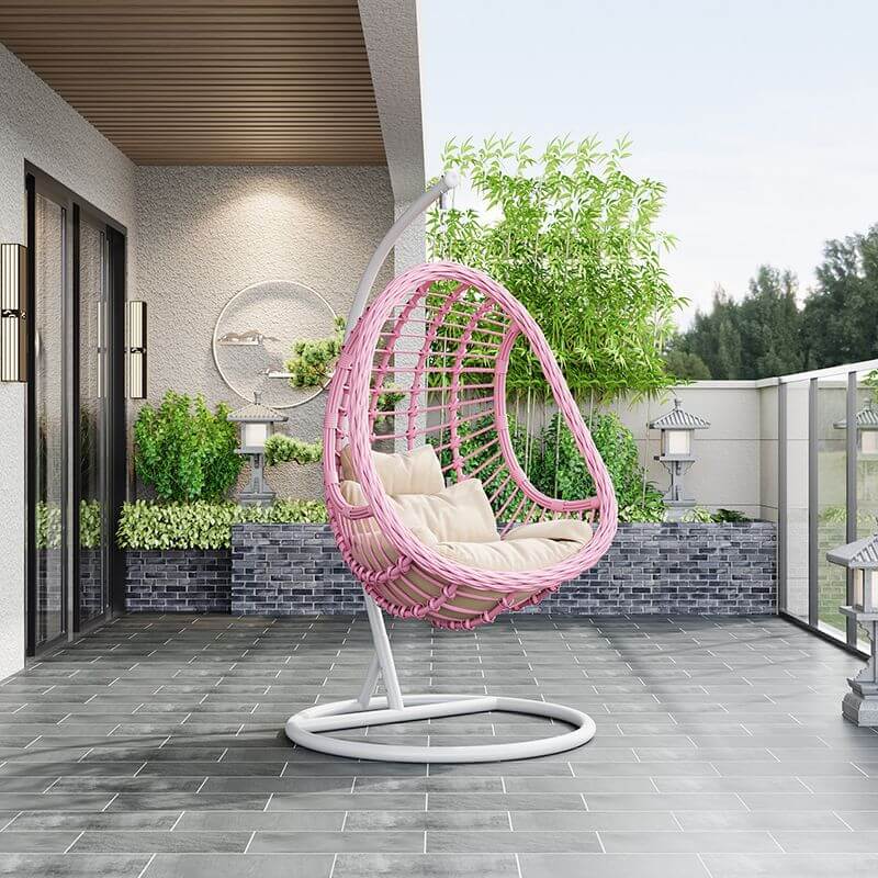 Tropical alloy framed porch swing egg chair with stand and chain included