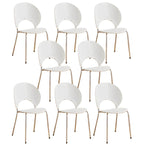 Stackable acrylic dining chair with open back and metal legs, armless design for modern dining rooms