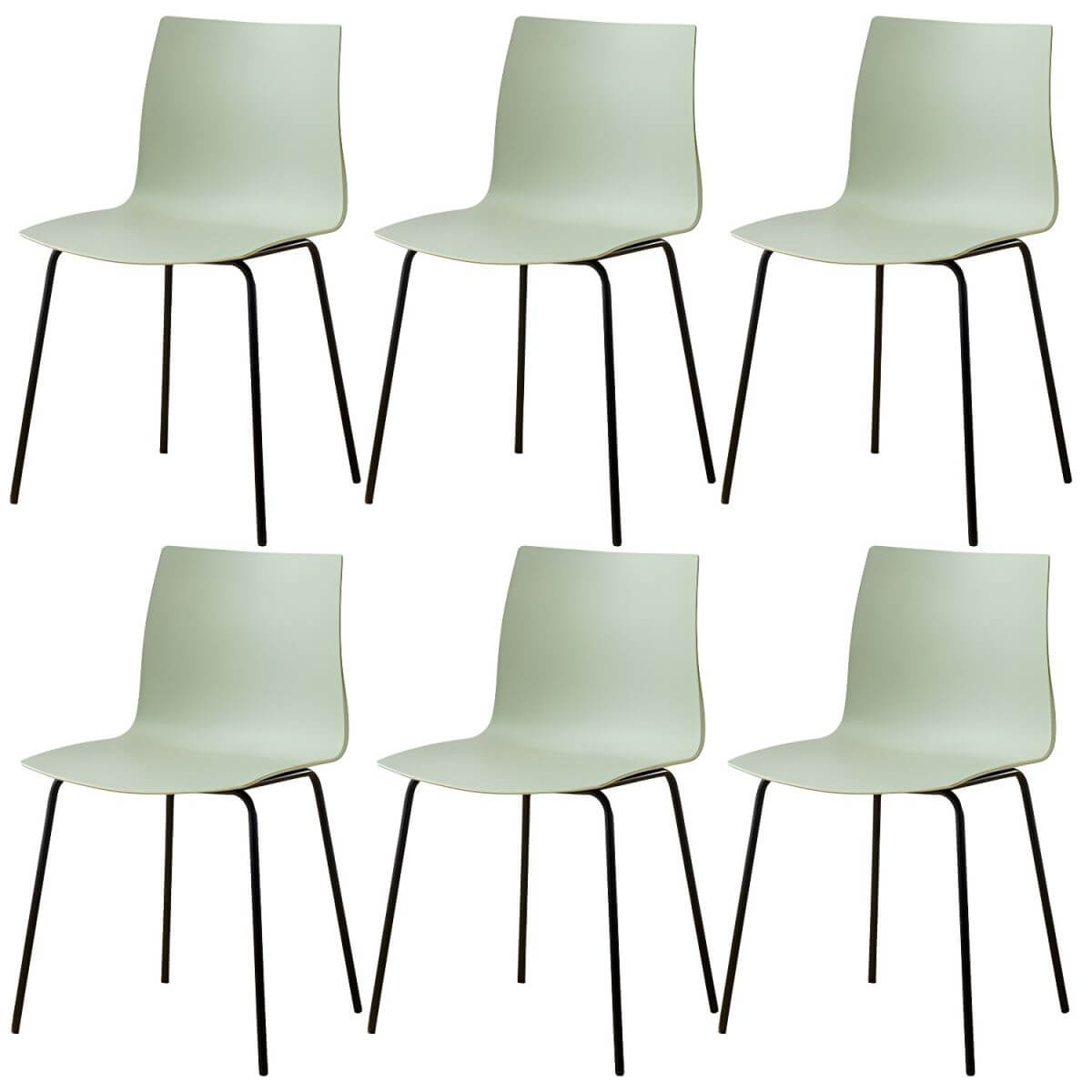 Modern plastic and acrylic side chair with metal legs, ideal for kitchen and dining rooms