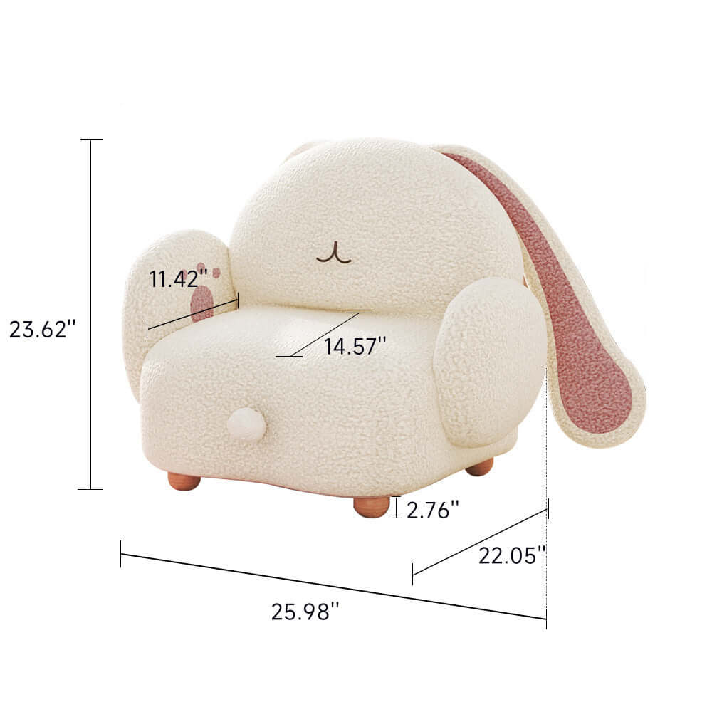 Cocochairs Cartoon Bunny Kids Couch – Cozy Teddy Fleece Sofa Chair