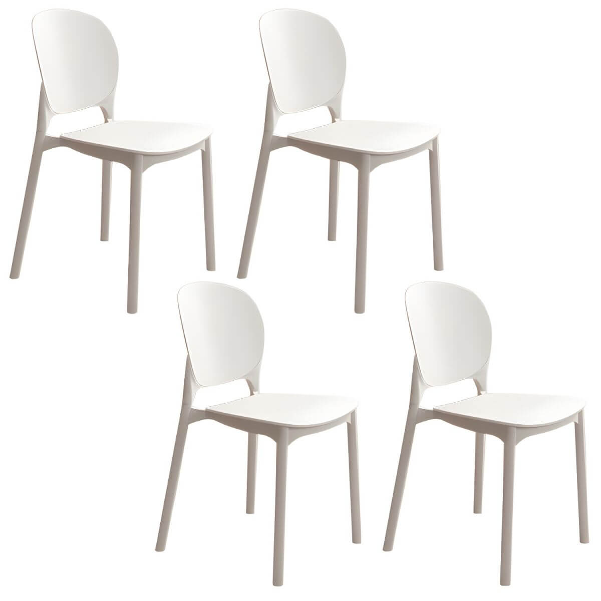 Stackable Scandinavian side chair with open back made of plastic and acrylic for dining