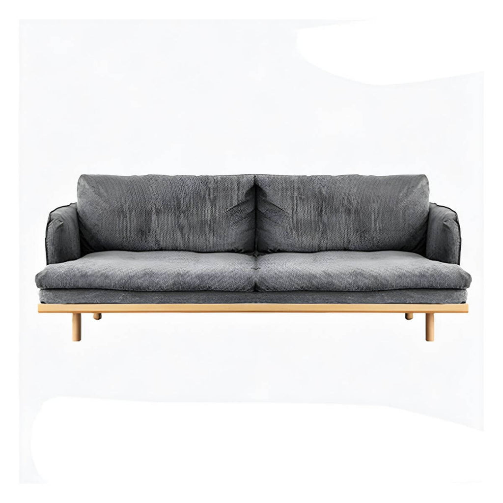 Modern polyester sofa settee with recessed arms and tight back, ideal for living room seating