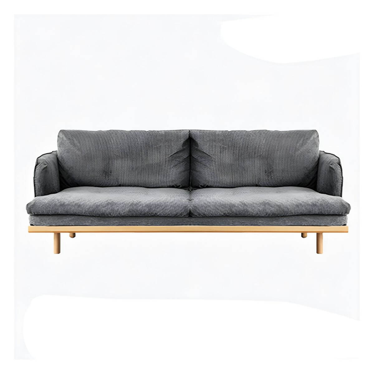 Modern polyester sofa settee with recessed arms and tight back, ideal for living room seating