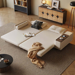 Modern Minimalist Folding Sofa bed with Reversible Armrests & Adjustable Side Table