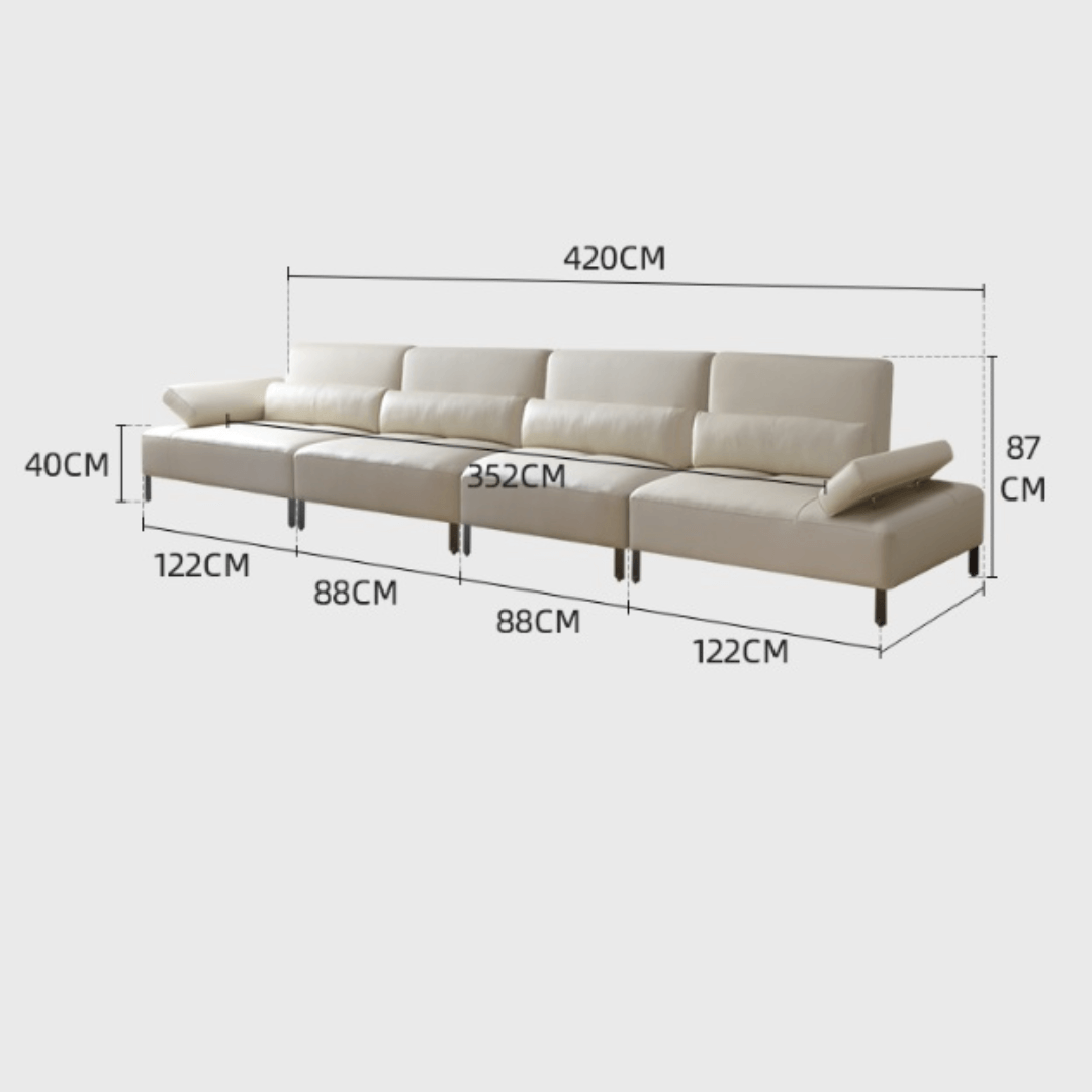 Cream white ergonomic sofa with transformable comfort and contemporary design