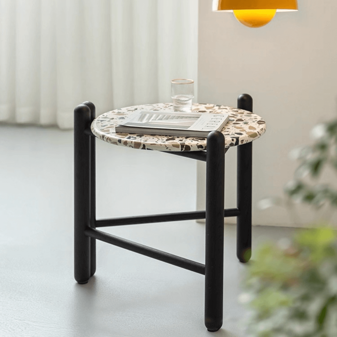 Contemporary terrazzo side table with unique patterns and easy maintenance main product image Main image