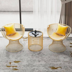 Glamorous Solid Color Papasan Chair with Fixed Back, Armrest, and Pillow Accent Chairs