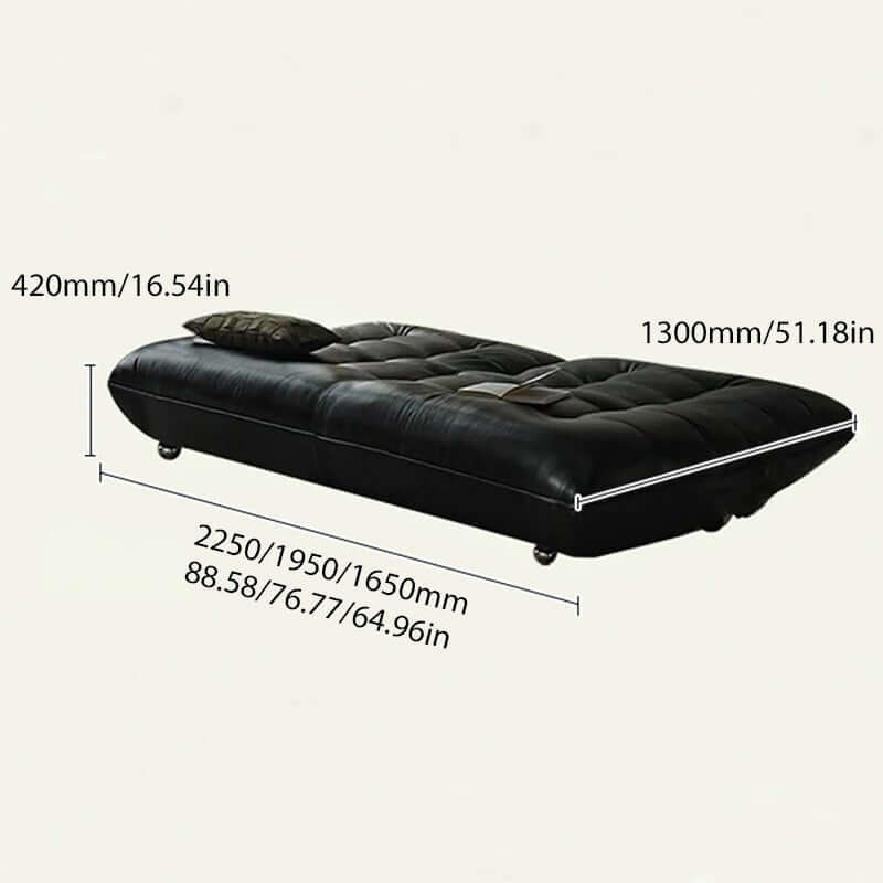 Togo style leather sleeper sofa bed without arms, perfect for compact living spaces