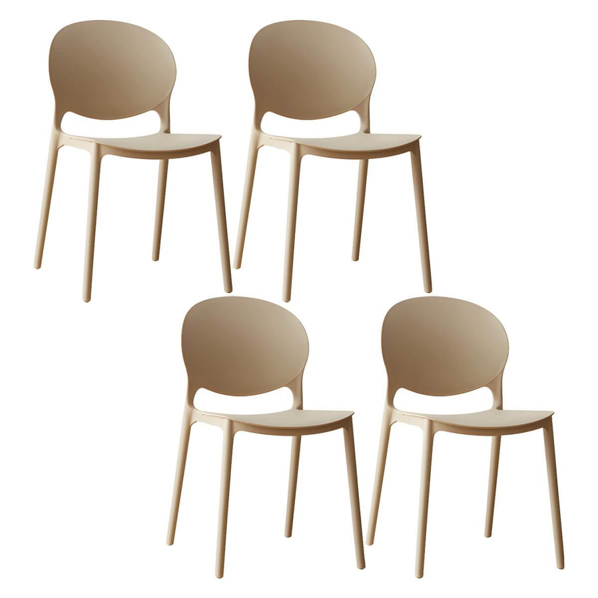 Scandinavian plastic dining chair with open back and four legs, ideal for home use