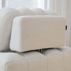 Cocochairs Teddy Fleece Lounge Sofa Bed – Cream White Pull-Out Sleeper for Small Spaces