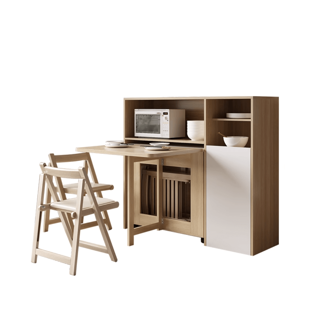 Expandable modern minimalist dining table set with chairs for stylish, space-saving meals