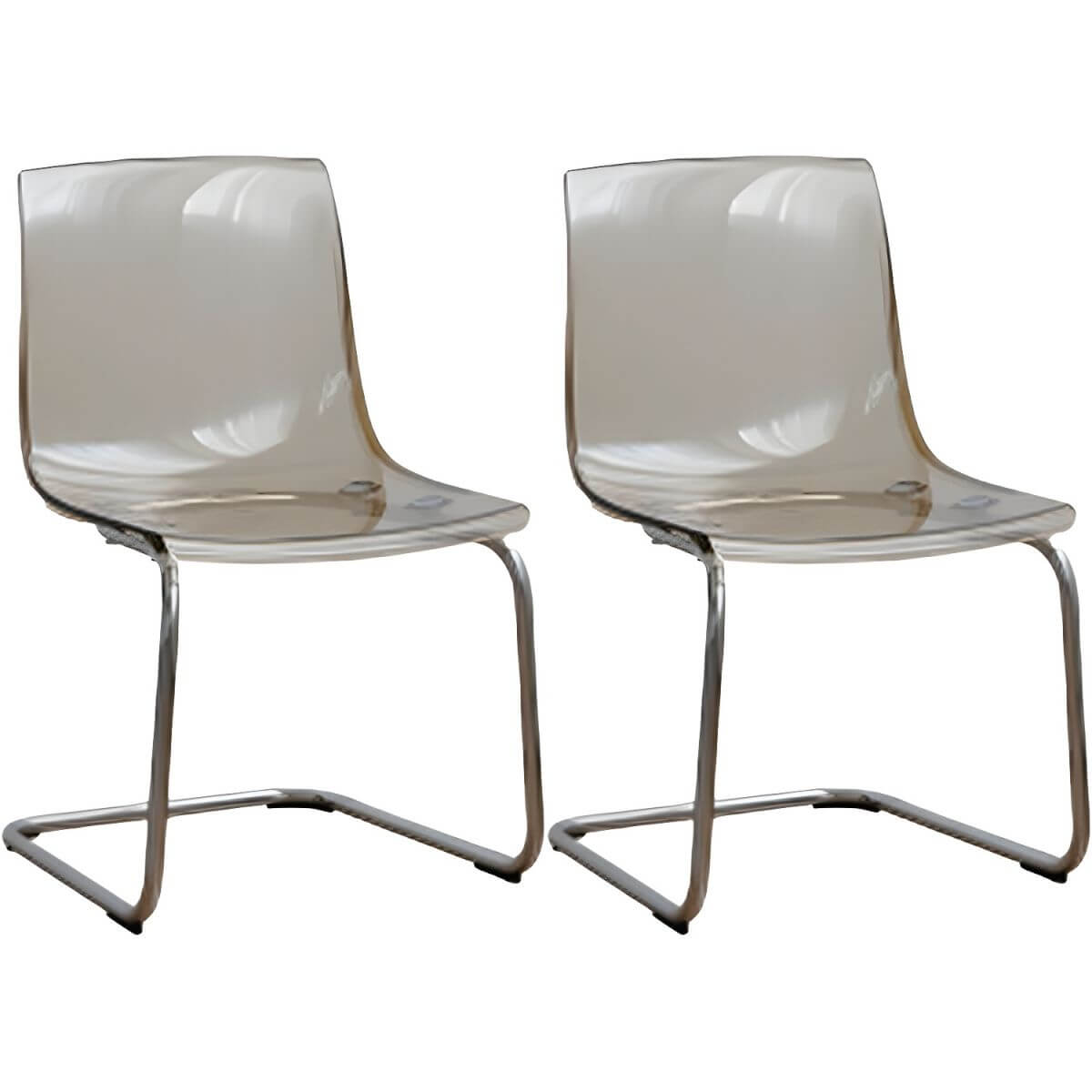 Scandinavian style plastic and acrylic dining side chair with silver legs, non-upholstered design
