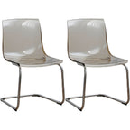 Scandinavian style plastic and acrylic dining side chair with silver legs, non-upholstered design