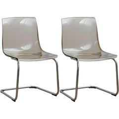 Scandinavian Style Plastic & Acrylic Side Chair Silver Legs Non-Upholstered Chair Dining Chairs