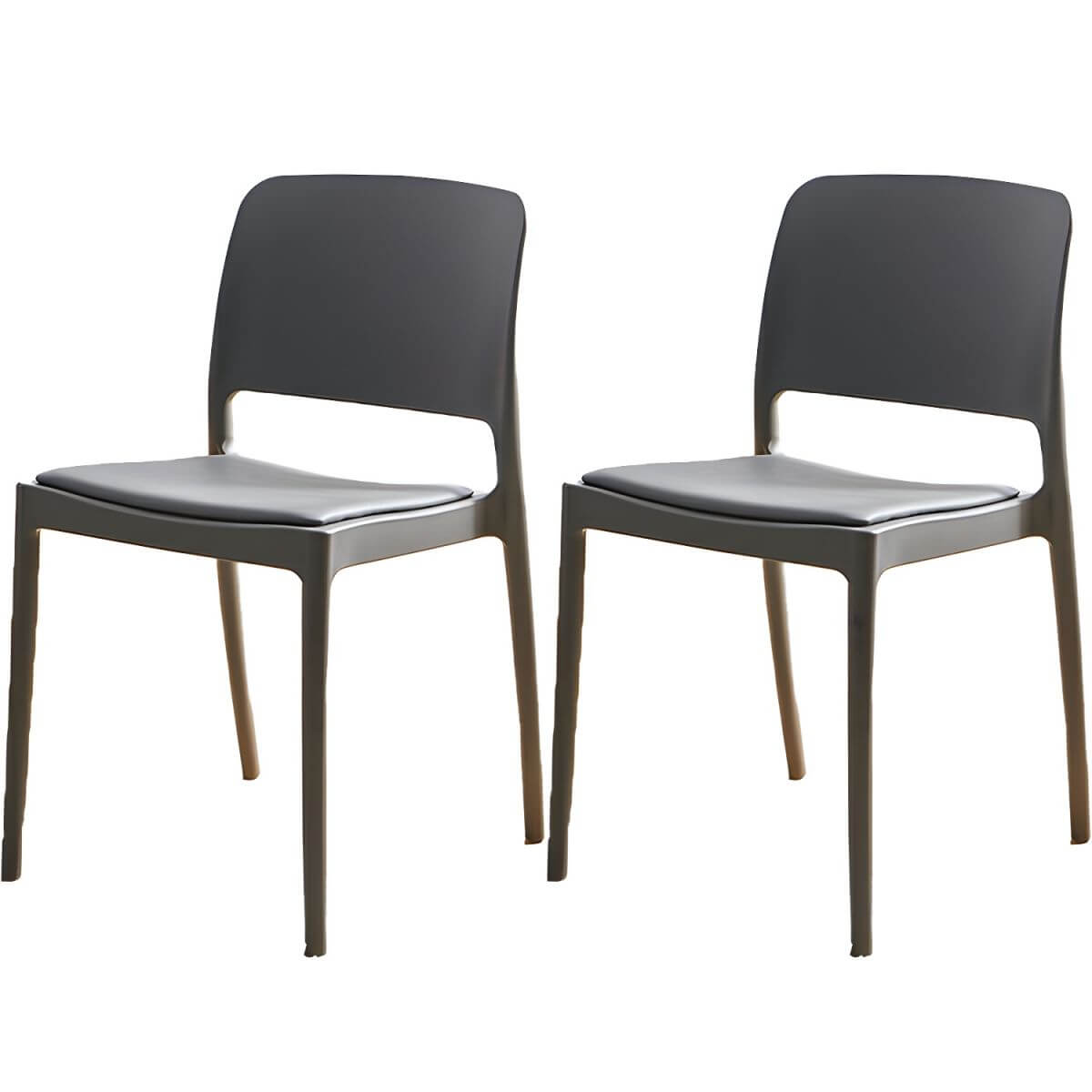 Scandinavian plastic and acrylic dining chair with low backrest and armless design
