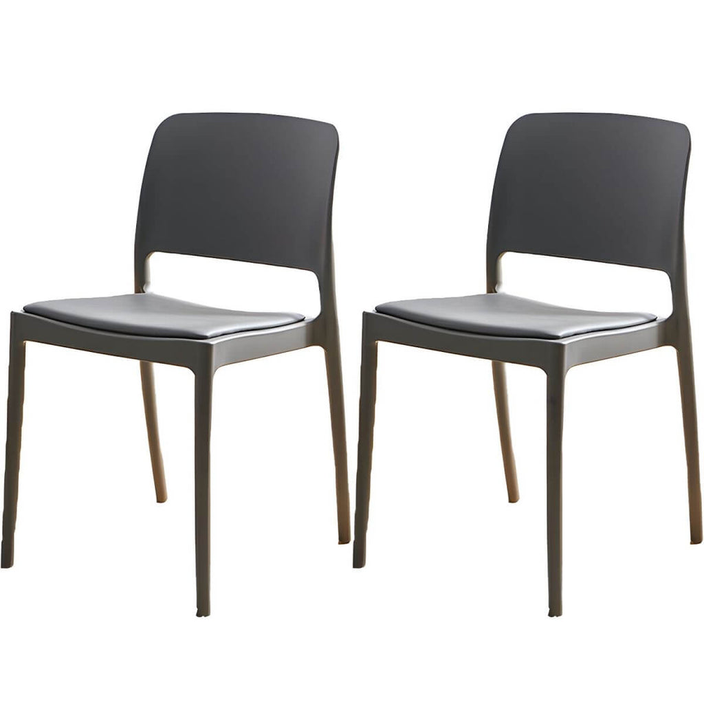 Scandinavian plastic and acrylic dining chair with low backrest and armless design