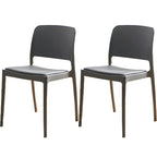 Scandinavian plastic and acrylic dining chair with low backrest and armless design