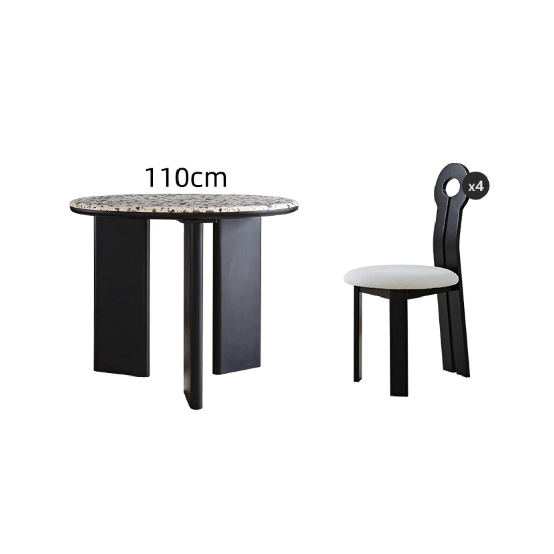 Round terrazzo table with easy-clean surface, perfect for small apartments