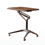 Mobile ergonomic standing desk with premium aluminium alloy frame and warm wood finish