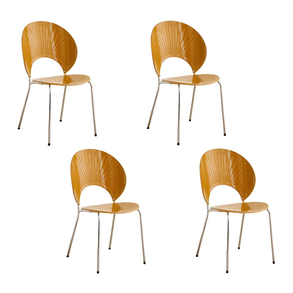 Scandinavian style stackable armless side chair made of plastic and acrylic for dining