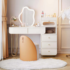 Light Luxury White Makeup Vanity with Jewelry Storage & Drawers Included