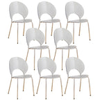 Stackable acrylic dining chair with open back and metal legs, armless design for modern dining rooms