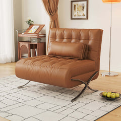 Retro Leather Lazy Barcelona Sofa Chair with Metal Leg
