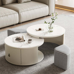 Sintered Stone Top Coffee Table with Footstool