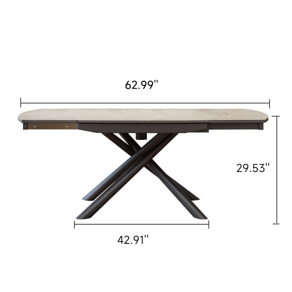 Extendable modern rectangular rock slab dining table seating 6 people