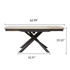Modern Rectangular Rock Slab Extendable Dining Table for 6 Person