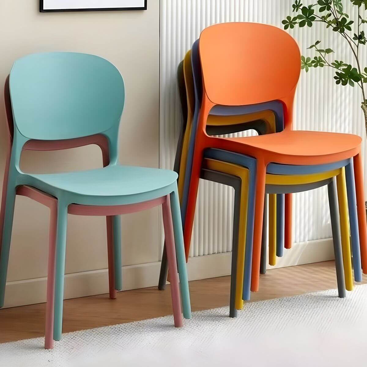 Scandinavian style stackable plastic and acrylic dining side chair for kitchen and dining main product image