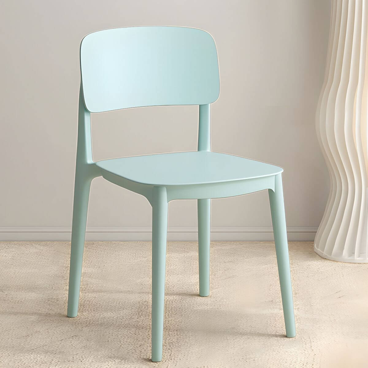 Scandinavian style stackable plastic and acrylic side chair for kitchen and dining