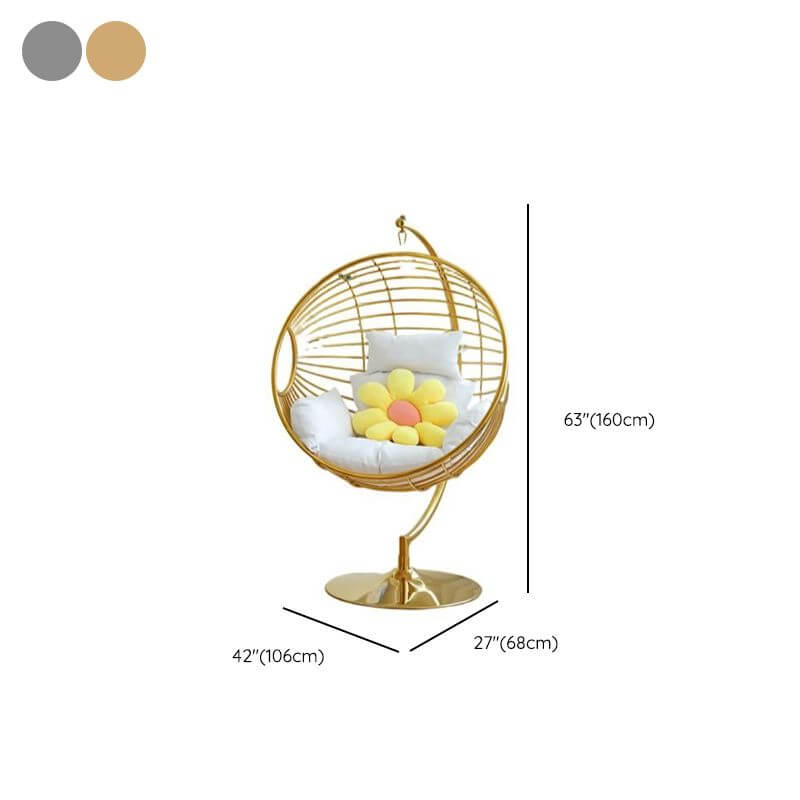 Silver and Aurous stainless alloy porch swing with stand, cushions, and chain for outdoor comfort