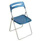 Modern collapsible open back side chair made of plastic and acrylic, ideal for kitchen and dining areas