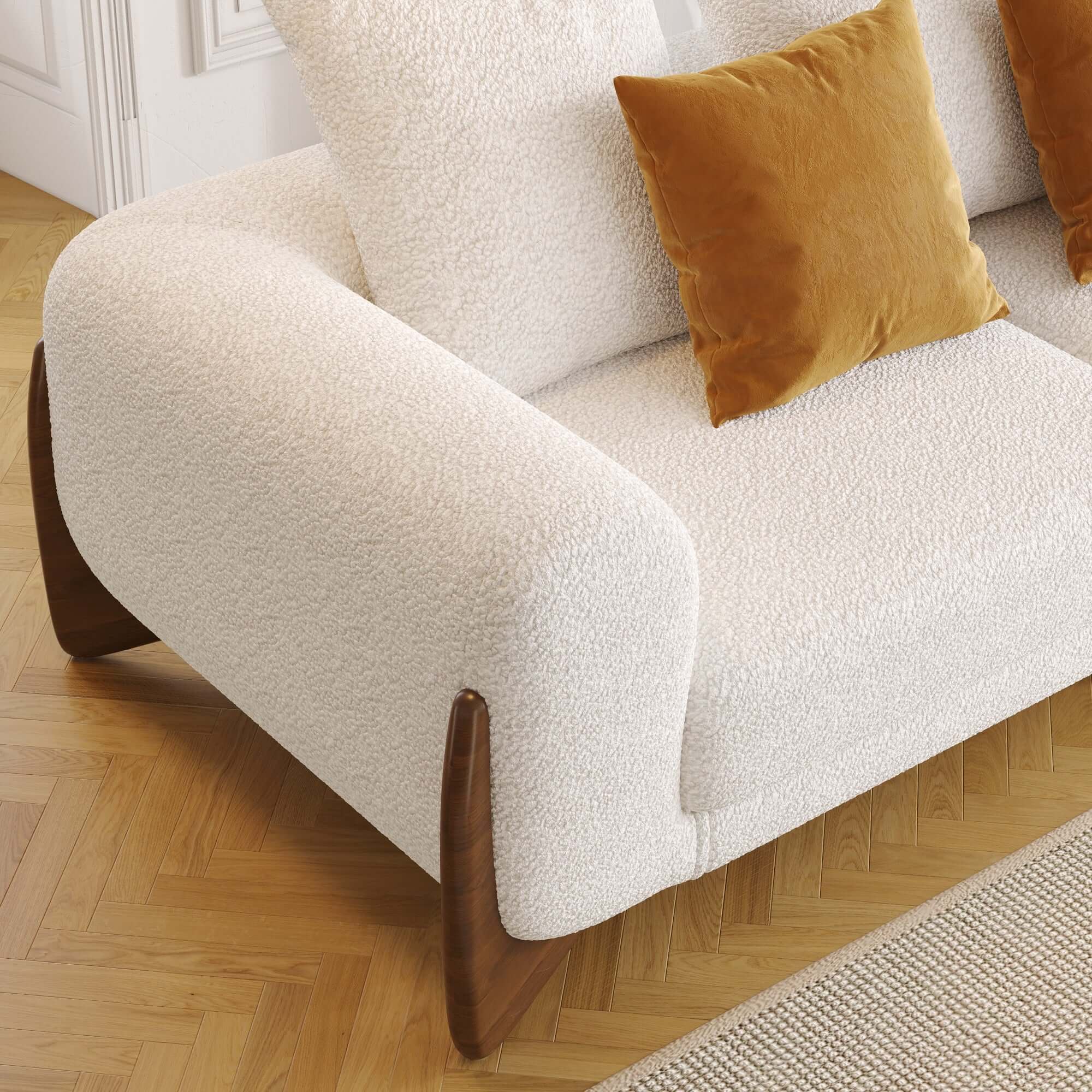 Modern 3 seater sofa with solid wood legs, 89 inches long, perfect for contemporary living rooms