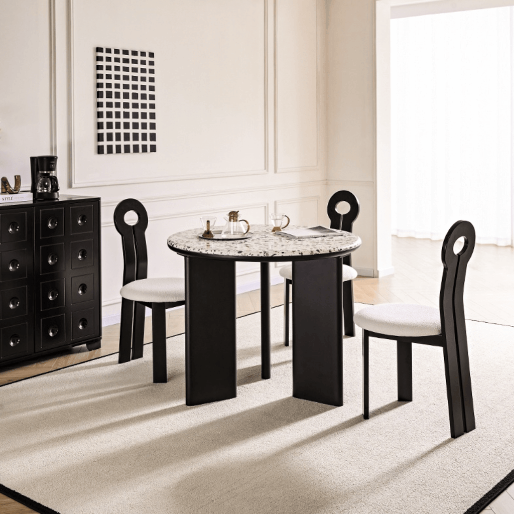 Round terrazzo table with easy-clean surface, perfect for small apartments main product image