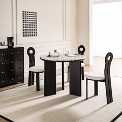 Chic Round Terrazzo Table with Easy-Clean Surface - Ideal for Small Apartments